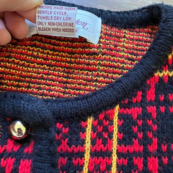 Worthington Petite Tartan Plaid Knit Cardigan Sweater Vintage 90s Cropped - Picture 5 of 6
